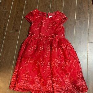 5T Nannette Red Floral Lace Kids Dress